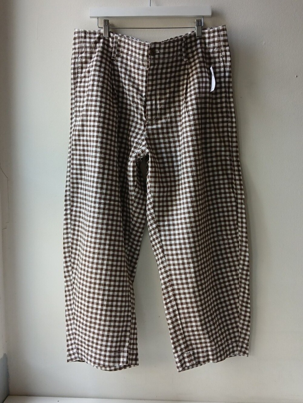 Gap Barrel Pants Brown Gingham Women's XL NWT